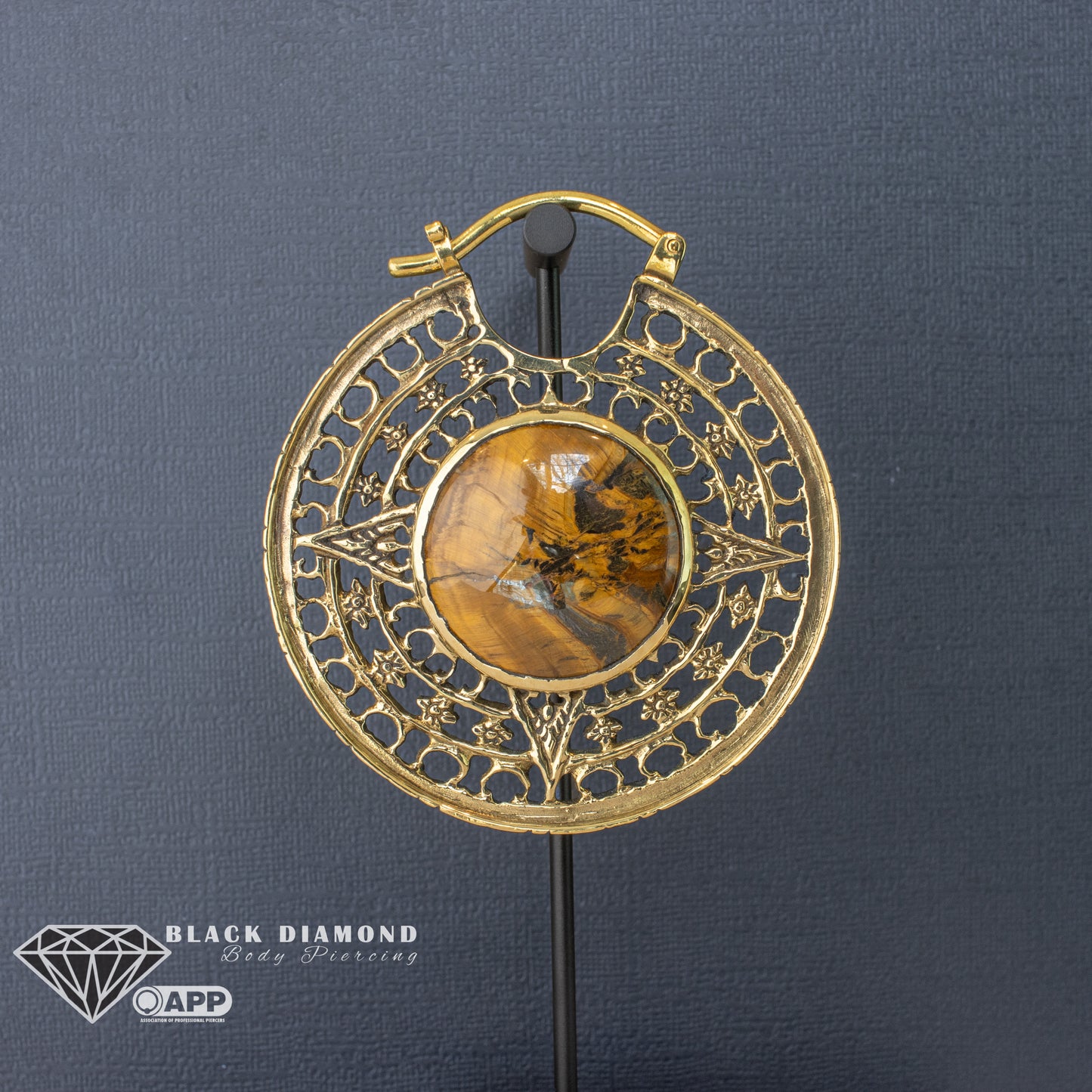 Isis Clasp Hoops with Tiger Iron