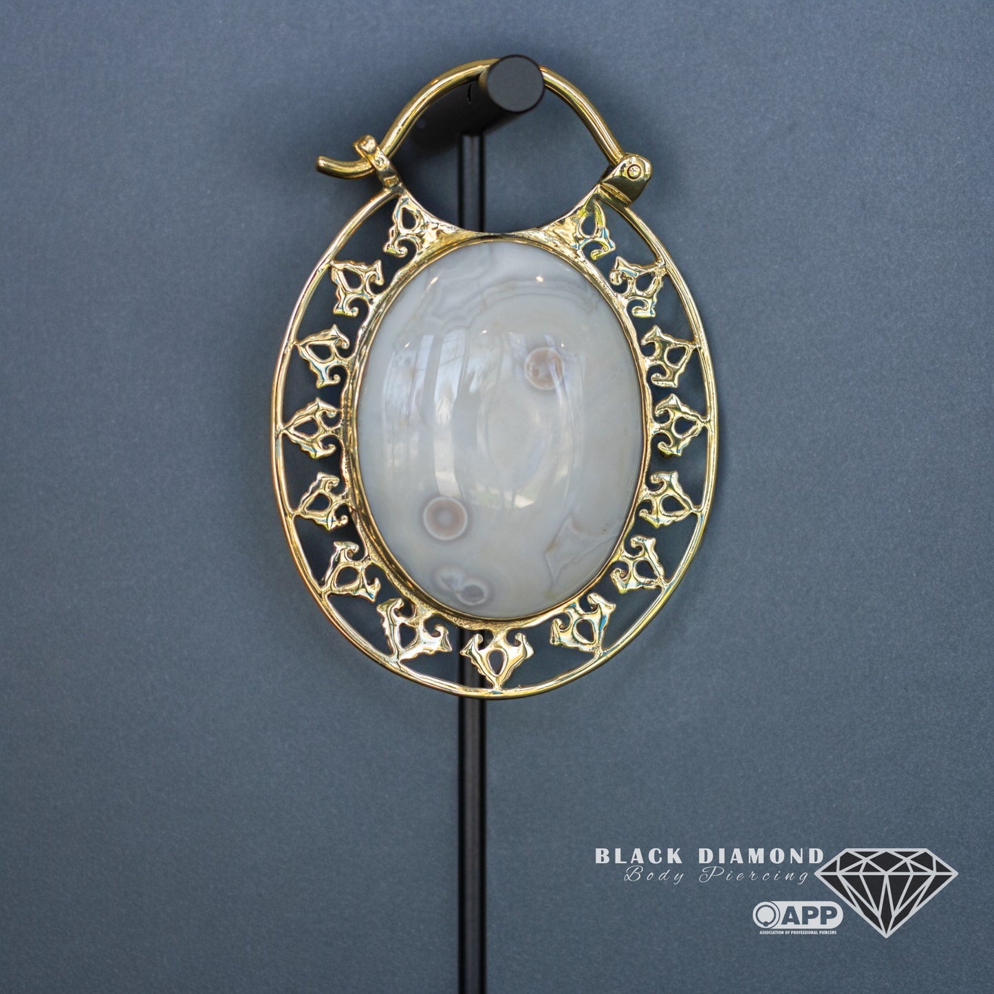 Isis Oval Clasp Hoops with Ocean Jasper