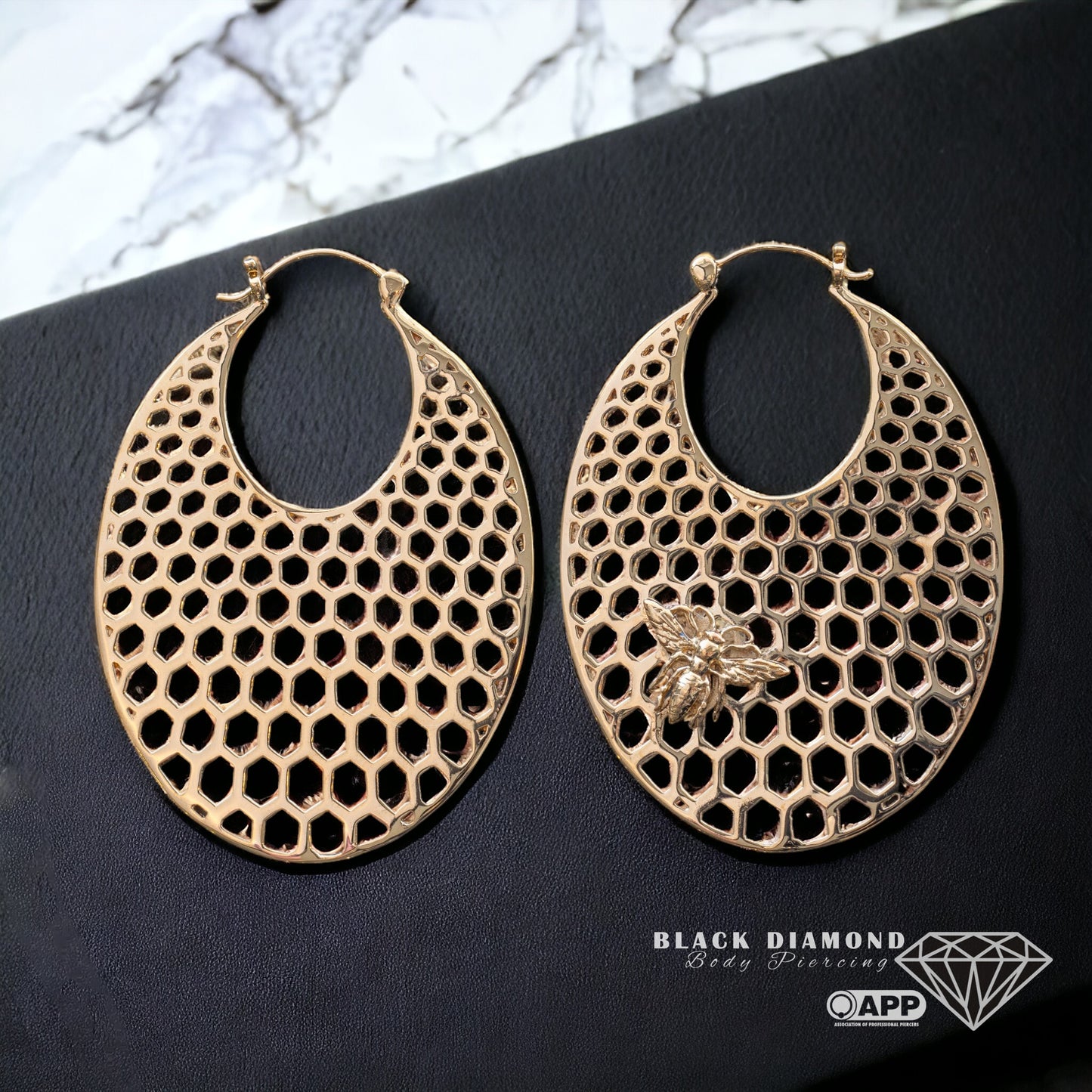 Honeycomb with Bee Earrings