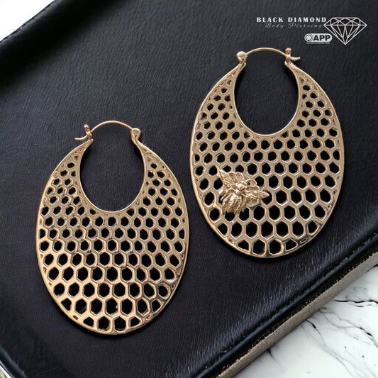 Honeycomb with Bee Earrings