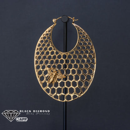 Honeycomb with Bee Earrings