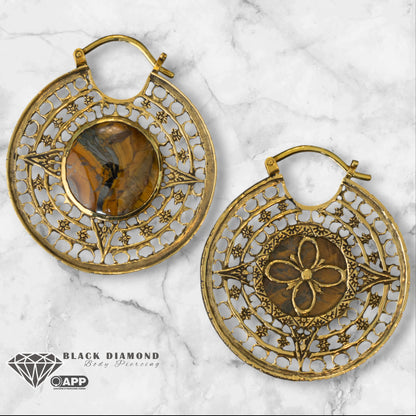 Isis Clasp Hoops with Tiger Iron