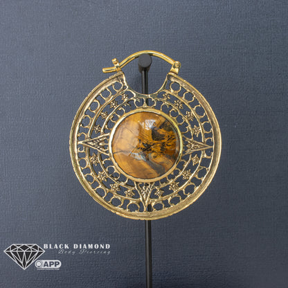 Isis Clasp Hoops with Tiger Iron