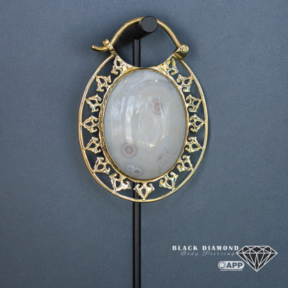 Isis Oval Clasp Hoops with Ocean Jasper