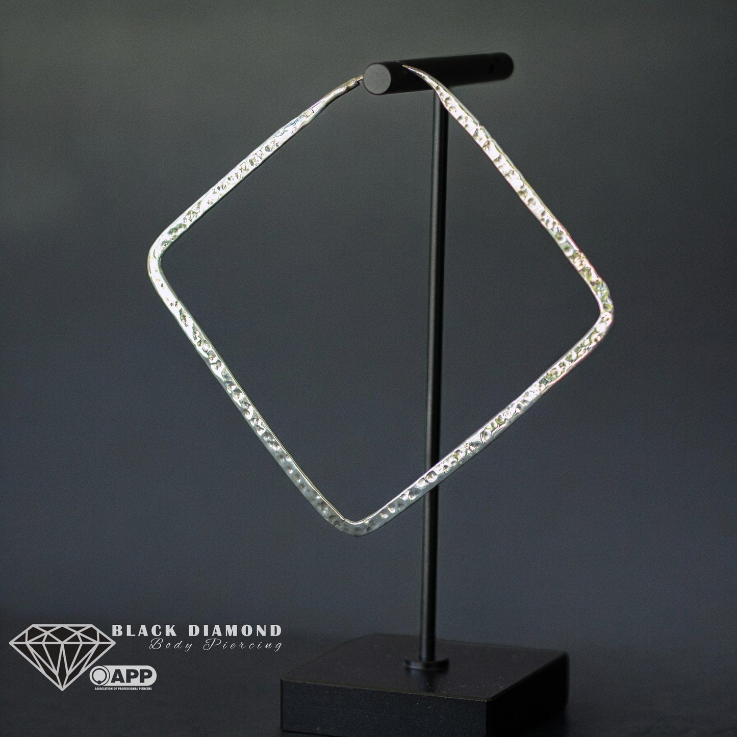 Hammered Square Hoop- large