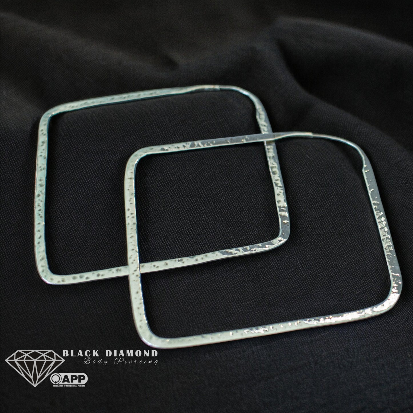 Hammered Square Hoop- large