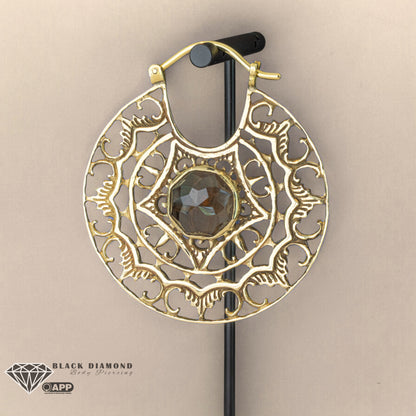 Isis Clasp Hoops with Smokey Quartz