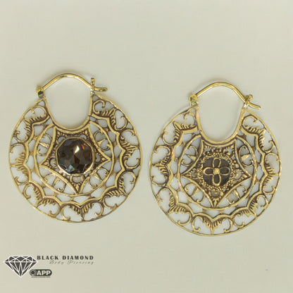 Isis Clasp Hoops with Smokey Quartz